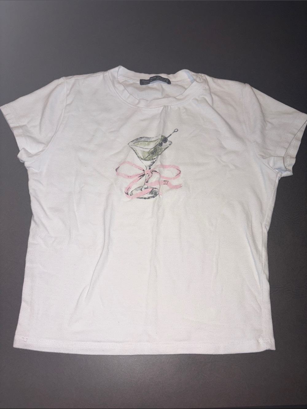 White Kids Short Sleeve Tee with Ballet Shoe Graphic